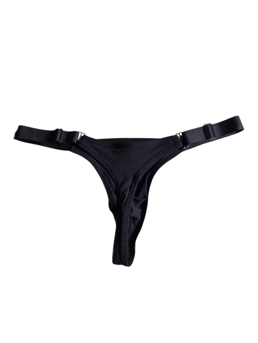 New Men's Black Strappy Thong Bikini Bottom Suze L